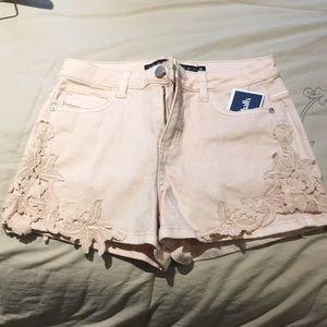 Pink denim shorts